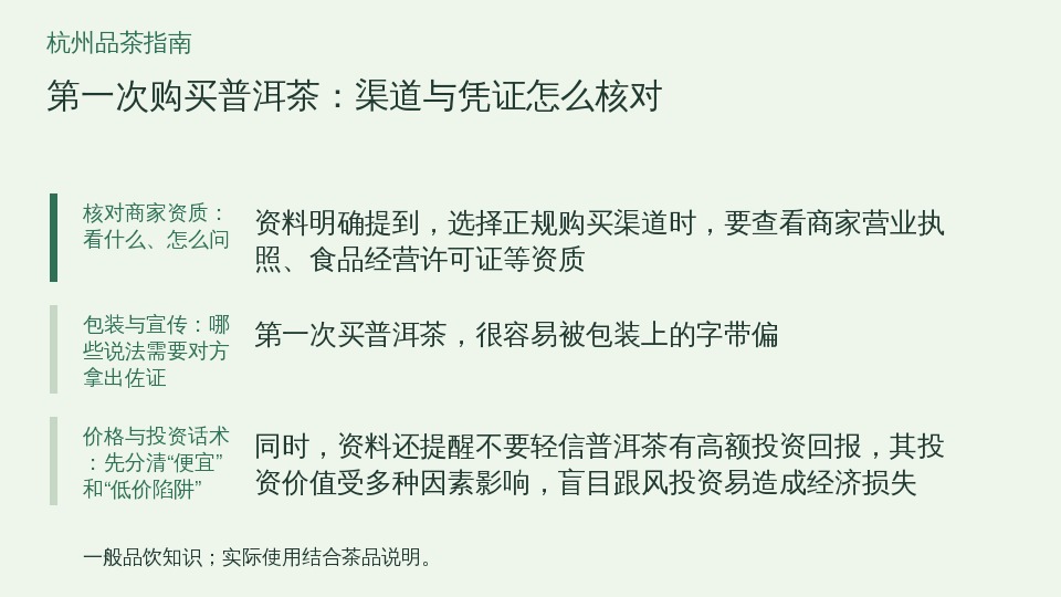 第一次购买普洱茶：渠道与凭证怎么核对的知识要点示意图